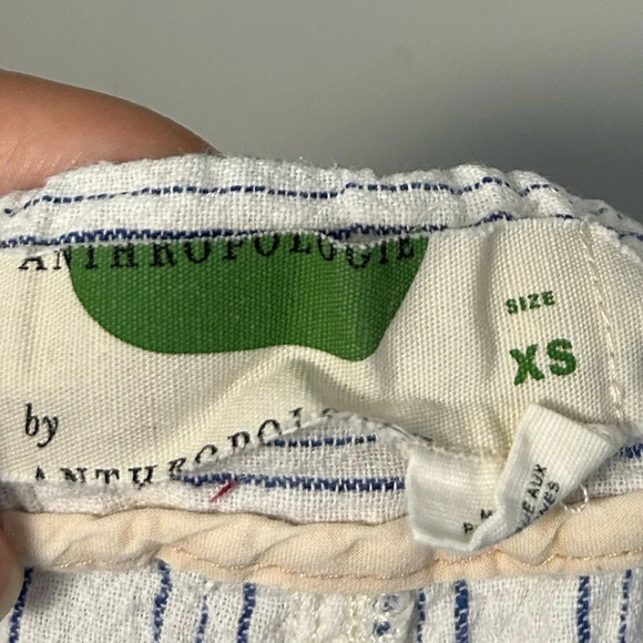 Anthropologie Off White Linen Blend Summer Beachy striped pants size XS - Picture 14 of 16